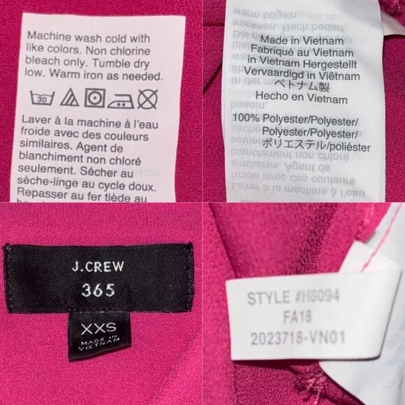 J. Crew Drapey cap-sleeve top Women's size XXS Fuchsia Dark Pink - Picture 7 of 16